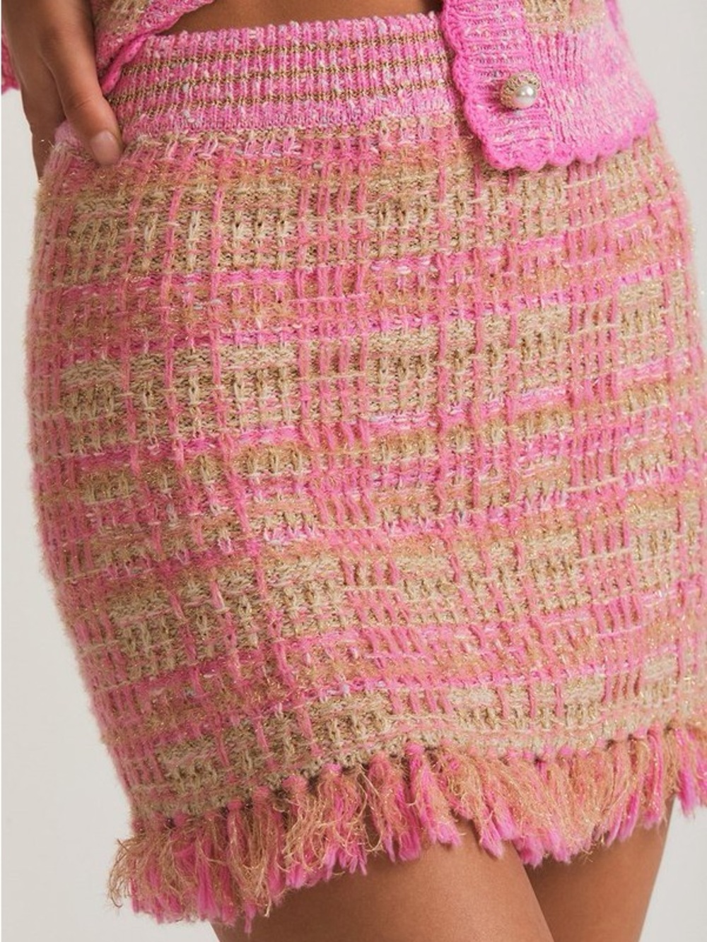 LOVESHACKFANCY Balsam Tweed Mini Skirt - Majestic Pink